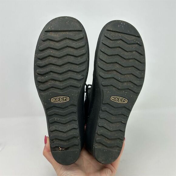 KEEN Women's Black Leather Lace-Up Mid Heel Wedge Boots Size 8.5 - Picture 11 of 14